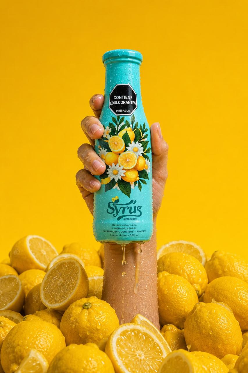 Limonada Syrus Herbal servida con hielo y frescura natural